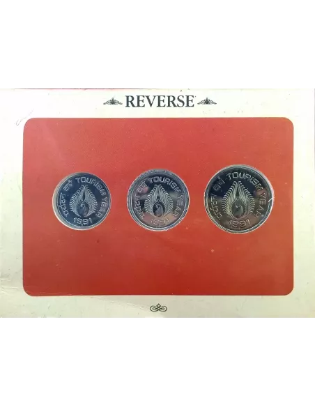 Year 1991-India Tourism Commemorative UNC 3 Coins Set
