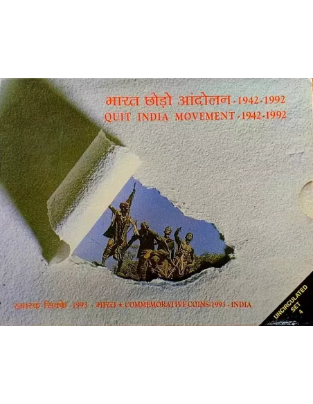 Year 1993-Quit India Movement Commemorative UNC 4 Coins Set