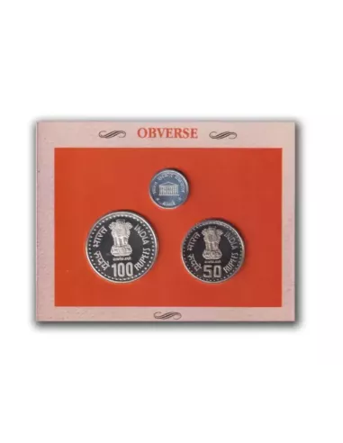 1993-Quit India Movement Commemorative Proof 2 Coins Set