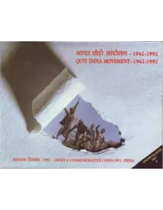 1993-Quit India Movement Commemorative UNC 2 Coins Set