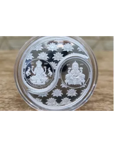 Omkar Mint Lakshmi Ganesh  Kaju Shape Silver Coin of 10 Grams  [5 gram