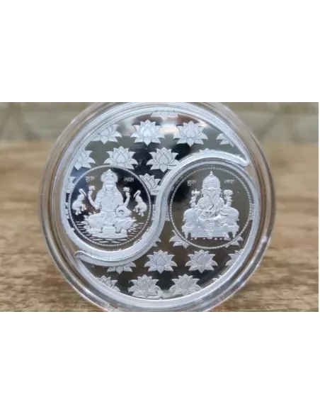 Omkar Mint Lakshmi Ganesh  Kaju Shape Silver Coin of 10 Grams  [5 gram