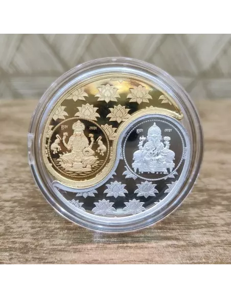 Omkar Mint Lakshmi Ganesh  Kaju Shape (Lakshmi Gold Coated ) Silver Co