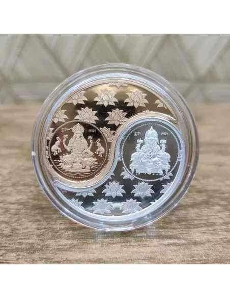 Omkar Mint Lakshmi Ganesh  Kaju Shape (Lakshmi Rose Gold Coated ) Silv