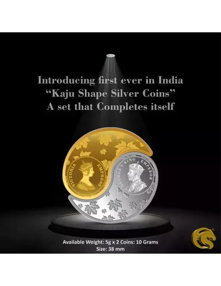 Omkar Mint Queen King Kaju Shape (Queen Gold Coated ) Silver Coin of 1