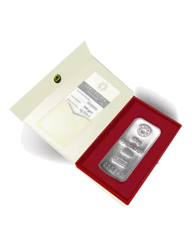 MMTC-PAMP Ingot Silver Casted Bar Of 500 gm in 24 Karat 999.9 Purity /