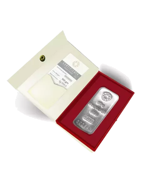 MMTC-PAMP Ingot Silver Casted Bar Of 500 gm in 24 Karat 999.9 Purity /