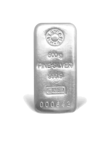 MMTC-PAMP Ingot Silver Casted Bar Of 500 gm in 24 Karat 999.9 Purity /