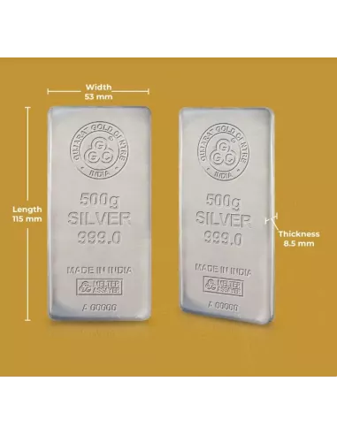 Buy Gujarat Gold Centre Silver Cast Bar Of 500 gm in 999 24Kt Purity