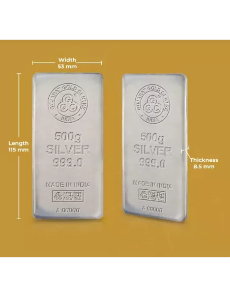 Buy Gujarat Gold Centre Silver Cast Bar Of 500 gm in 999 24Kt Purity