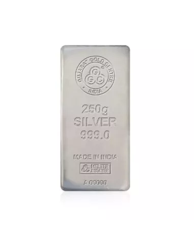 Gujarat Gold Centre Silver Cast Bar Of 250 gm in 999 24Kt Purity Finen