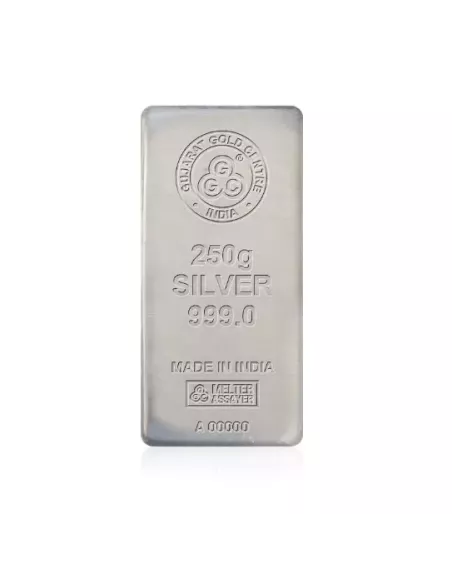Gujarat Gold Centre Silver Cast Bar Of 250 gm in 999 24Kt Purity Finen