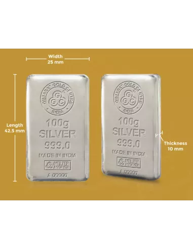 Buy Gujarat Gold Centre Silver Cast Bar Of 100 gm in 999 24Kt Purity