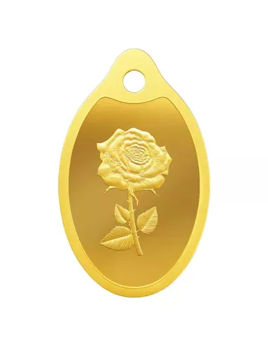 MMTC-PAMP Gold Oval Rose Pendant of 1 Gram in 24 Karat / 999.9 Purity