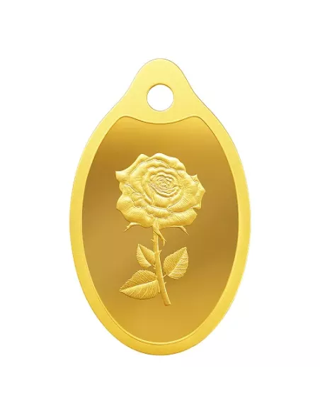 MMTC-PAMP Gold Oval Rose Pendant of 1 Gram in 24 Karat / 999.9 Purity