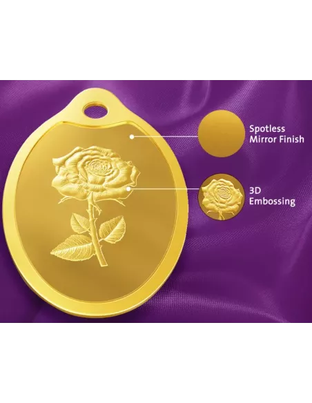 MMTC-PAMP Gold Oval Rose Pendant of 1 Gram in 24 Karat / 999.9 Purity