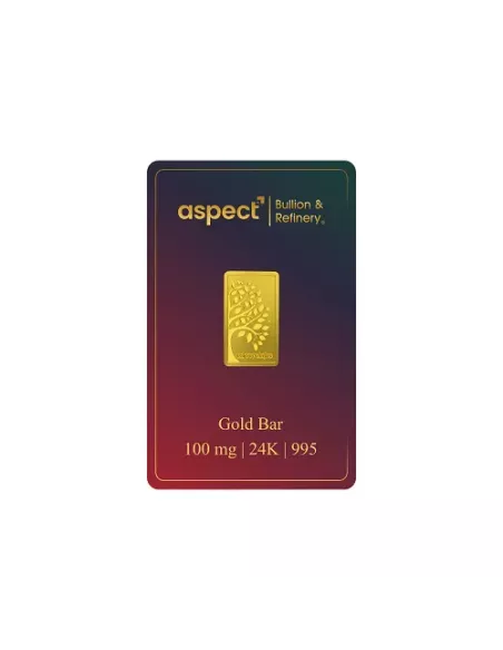 Aspect Bullion Kalpvruksha Gold Bar 0.100 Milligrams in 24 Kt 995 Puri