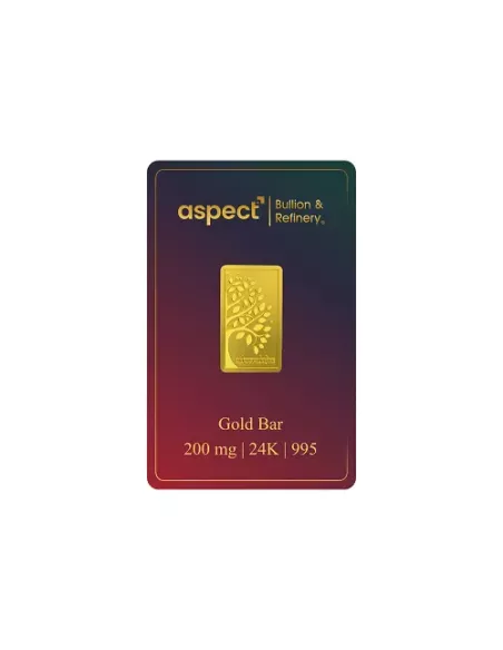 Aspect Bullion Kalpvruksha Gold Bar 0.200 Milligrams in 24 Kt 995 Puri