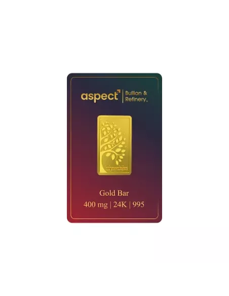 Aspect Bullion Kalpvruksha Gold Bar 0.400 Milligrams in 24 Kt 995 Puri