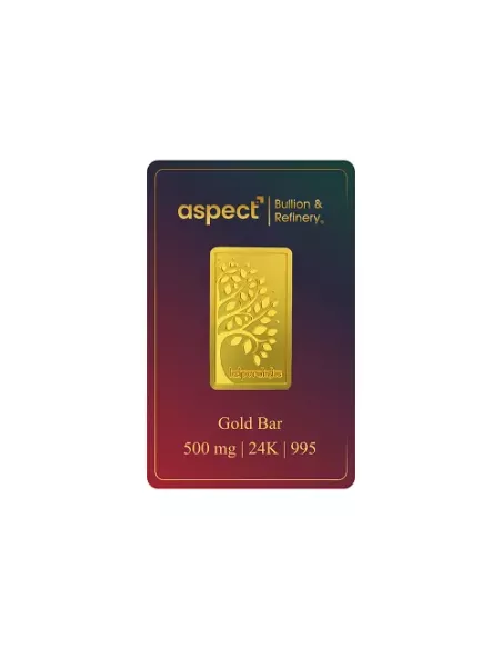 Aspect Bullion Kalpvruksha Gold Bar 0. 500 Milligrams in 24 Kt 995 Pur