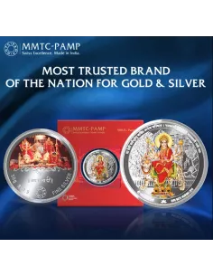MMTC PAMP Mata Vaishno Devi Colored Silver Coin of 50 Gram in 999.9 Pu