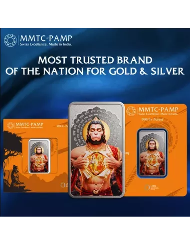 MMTC PAMP Colorful Lord Hanuman Silver Coin of 50 Gram in 999.9 Purity