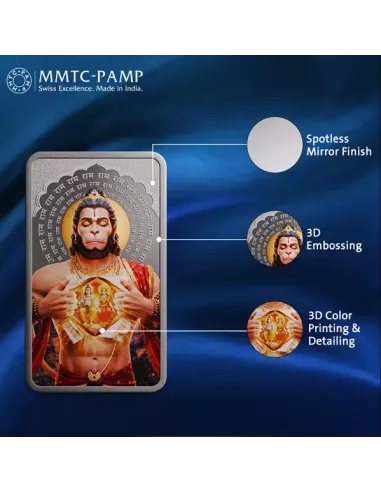 MMTC PAMP Colorful Lord Hanuman Silver Coin of 50 Gram in 999.9 Purity