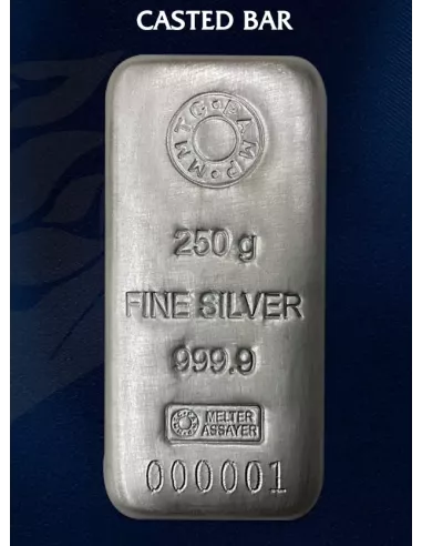 MMTC-PAMP Ingot Silver Casted Bar Of 250 gm in 24 Karat 999.9 Purity /