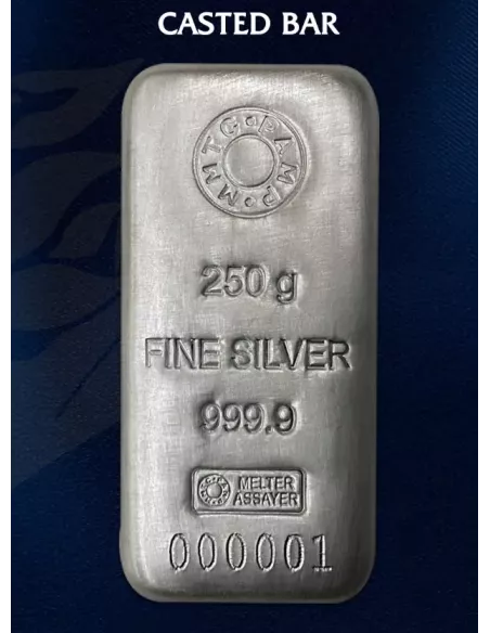MMTC-PAMP Ingot Silver Casted Bar Of 250 gm in 24 Karat 999.9 Purity /