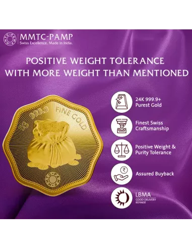 MMTC-PAMP Octagonal Shubh Aarambh Gold Coin of 5 Grams 24 Karat in 999
