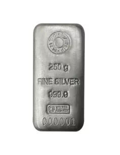MMTC-PAMP Ingot Silver Casted Bar Of 250 gm in 24 Karat 999.9 Purity /
