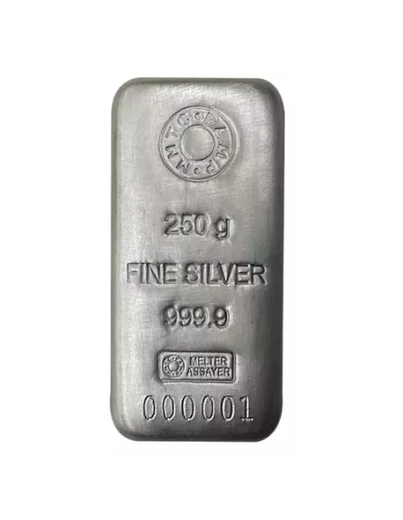 MMTC-PAMP Ingot Silver Casted Bar Of 250 gm in 24 Karat 999.9 Purity /