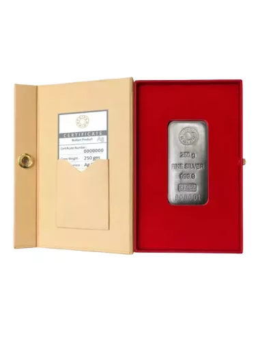 MMTC-PAMP Ingot Silver Casted Bar Of 250 gm in 24 Karat 999.9 Purity /
