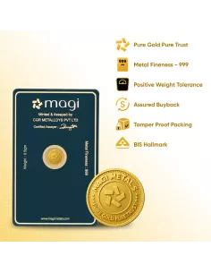 Magi Gold Coin of 0.5 Gram / Half Gram in 24Kt 999 Purity / Fineness