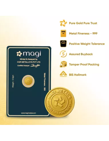 Magi Gold Coin of 0.5 Gram / Half Gram in 24Kt 999 Purity / Fineness