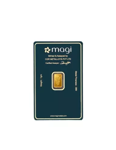 Magi Gold Bar Of 1 Gram 24Kt Gold 999 Purity Fineness