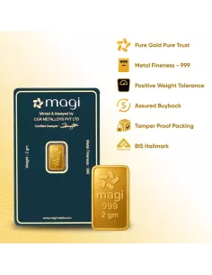 Magi Gold Bar Of 2 Gram 24Kt Gold 999 Purity Fineness