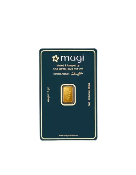 Magi Gold Bar Of 2 Gram 24Kt Gold 999 Purity Fineness