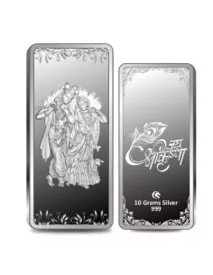Omkar Mint Radha Krishna Silver Bar Of 10 Grams in 999 Purity Fineness