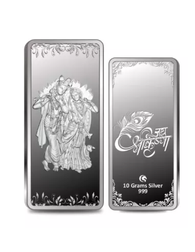 Omkar Mint Radha Krishna Silver Bar Of 10 Grams in 999 Purity Fineness