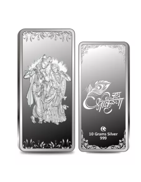 Omkar Mint Radha Krishna Silver Bar Of 10 Grams in 999 Purity Fineness