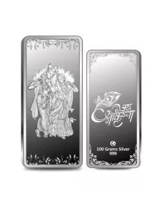 Omkar Mint Radha Krishna Silver Bar Of 100 Grams in 999 Purity Fineness