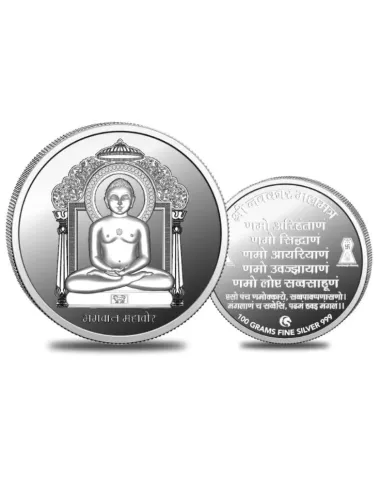 Omkar Mint Mahavir Silver Coin of 100 Grams in 999 Purity Fineness