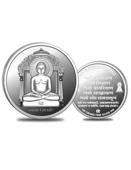 Omkar Mint Mahavir Silver Coin of 100 Grams in 999 Purity Fineness
