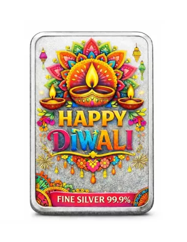Magi Personalised Happy Diwali Silver Bar Of 100 Gram in 999 Purity /