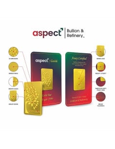 Aspect Bullion Kalpvruksha Gold Bar Of 50 Grams in 24 Karat 999 Purity