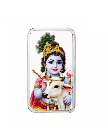 Magi Personalised Divine Krishna Silver Bar Of 10 Gram in 999 Purity /