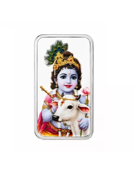 Magi Personalised Divine Krishna Silver Bar Of 20 Gram in 999 Purity /