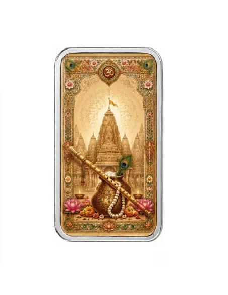 Magi Personalised Divine Krishna Silver Bar Of 50 Gram in 999 Purity /