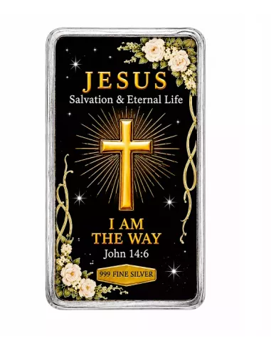 Magi Personalised Jesus Christ & Cross Silver Bar Of 20 Gram in 999 Pu